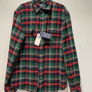 Ralph Lauren Men's Red and Green Plaid Shirt